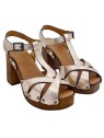 ROSE GOLD LEATHER SANDALS WITH CROSSED BANDS