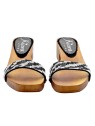 LOW CLOGS WITH "ZEBRA EFFECT" STRASS BAND
