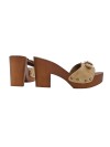 TAUPE CLOGS WITH BUCKLE 9 CM