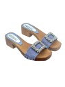 CLOGS IN BLUE SUEDE WITH JEWEL ACCESSORY