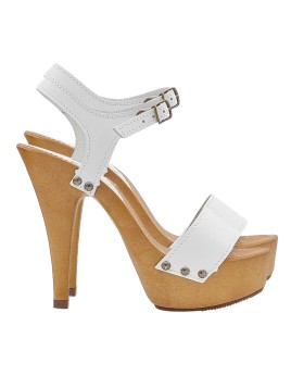 WHITE LEATHER SANDALS WITH 13 CM HEEL