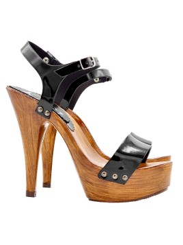 BLACK PATENT LEATHER SANDALS WITH 13 CM HEEL