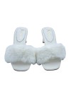 WHITE CLOGS WITH FUR AND TRANSPARENT HEEL