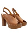 SANDALS LEATHER-COLORED OPEN TOE WITH HIGH HEEL