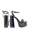 BLACK PATENT LEATHER SANDALS WITH 14 CM HEEL