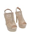 BEIGE MACRAME SANDAL WITH 7 HEEL AND STRAP