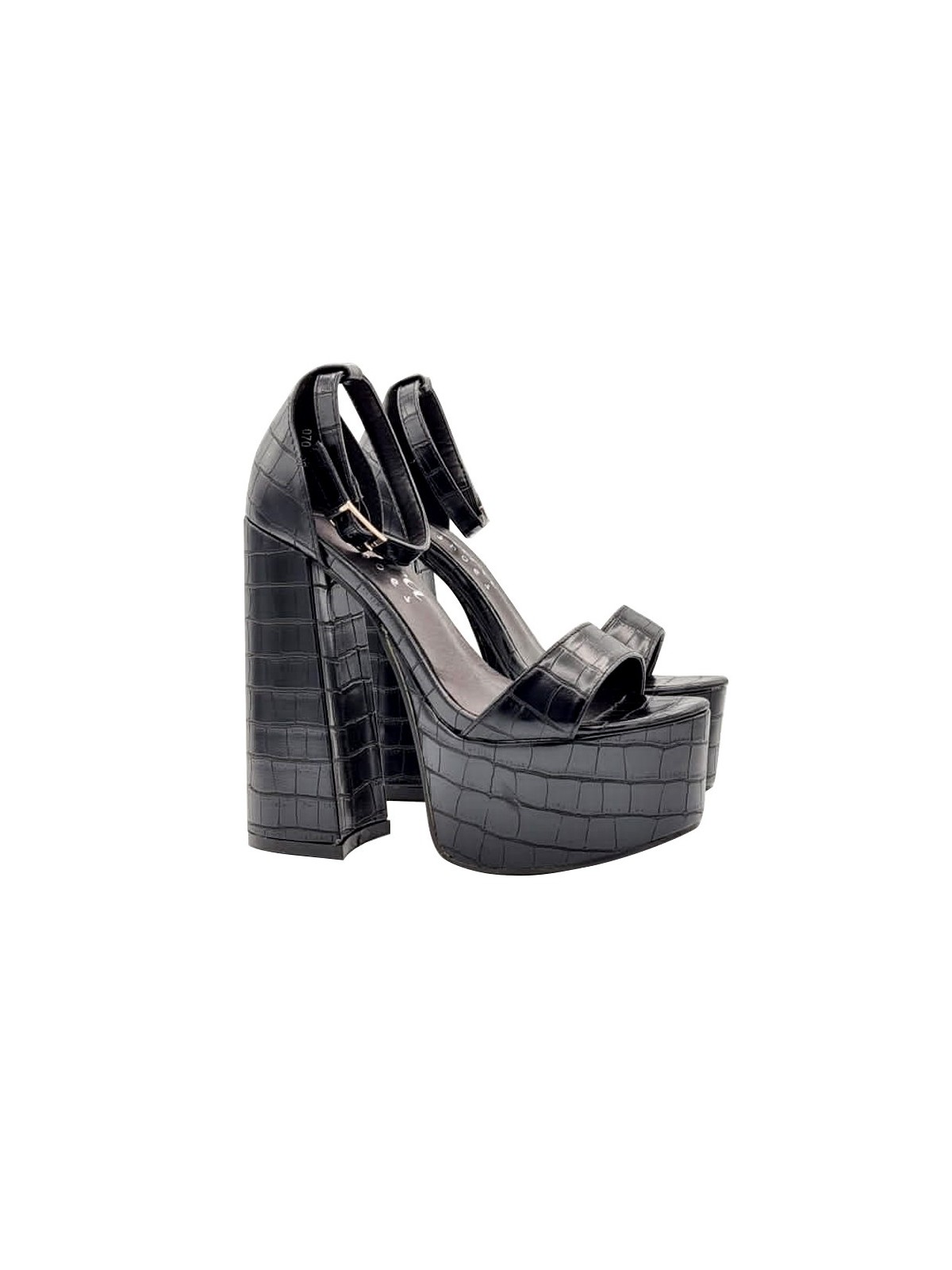 BLACK SANDALS WITH STRAP AND 14 CM HEEL