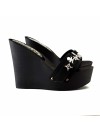 BLACK WEDGE WITH SILVER SKULLS AND 13 CM HEEL