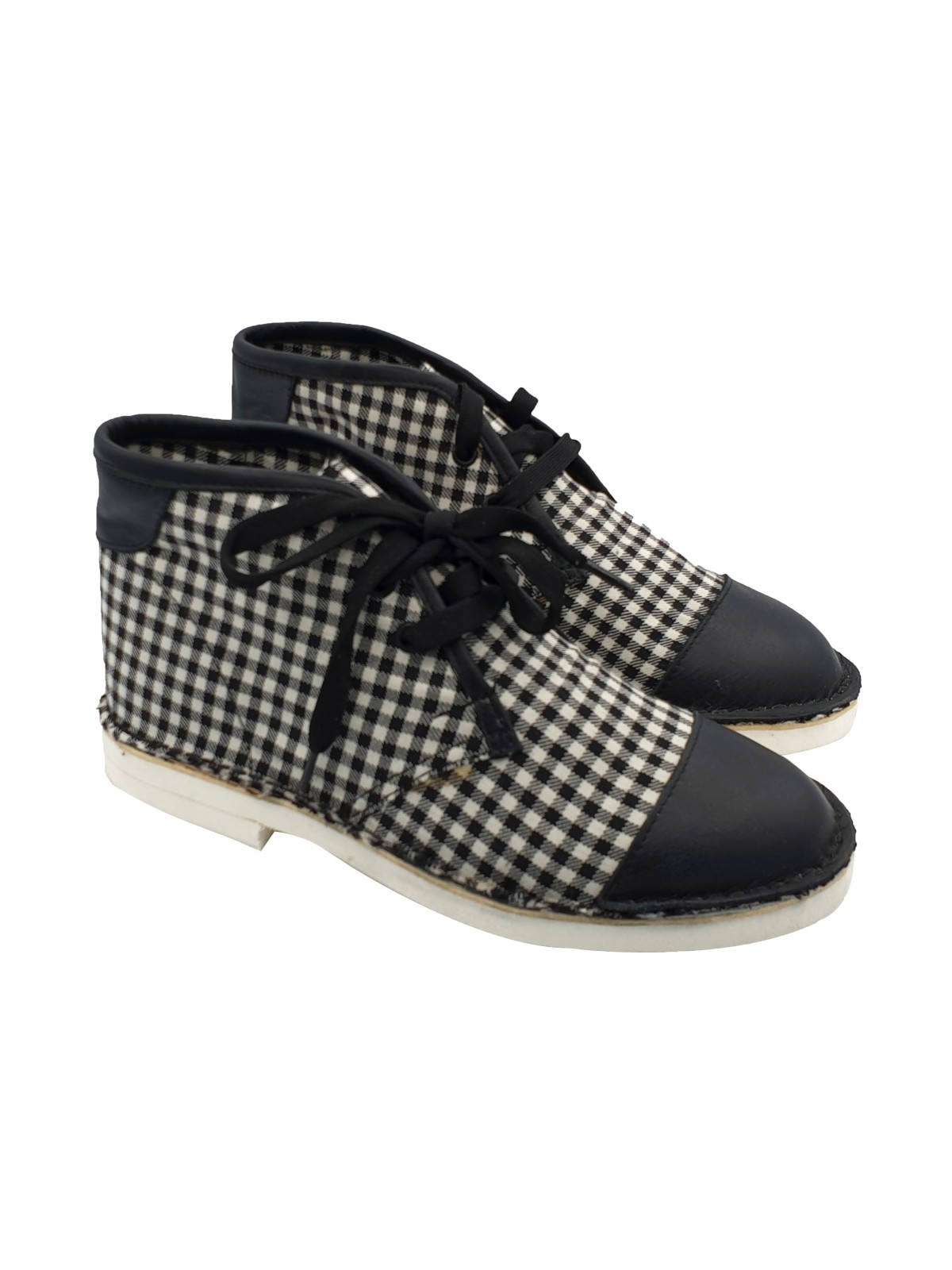 BLACK AND WHITE WOMAN ANKLE BOOT WITH LACES - size 37