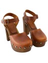 BROWN SWEDISH CLOGS IN LEATHER - with irregularities size 40