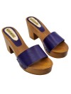 CLOGS WITH PURPLE LEATHER BAND AND HEEL 9