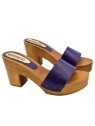 CLOGS WITH PURPLE LEATHER BAND AND HEEL 9