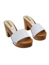 WHITE CLOGS WITH HEEL 9 CM