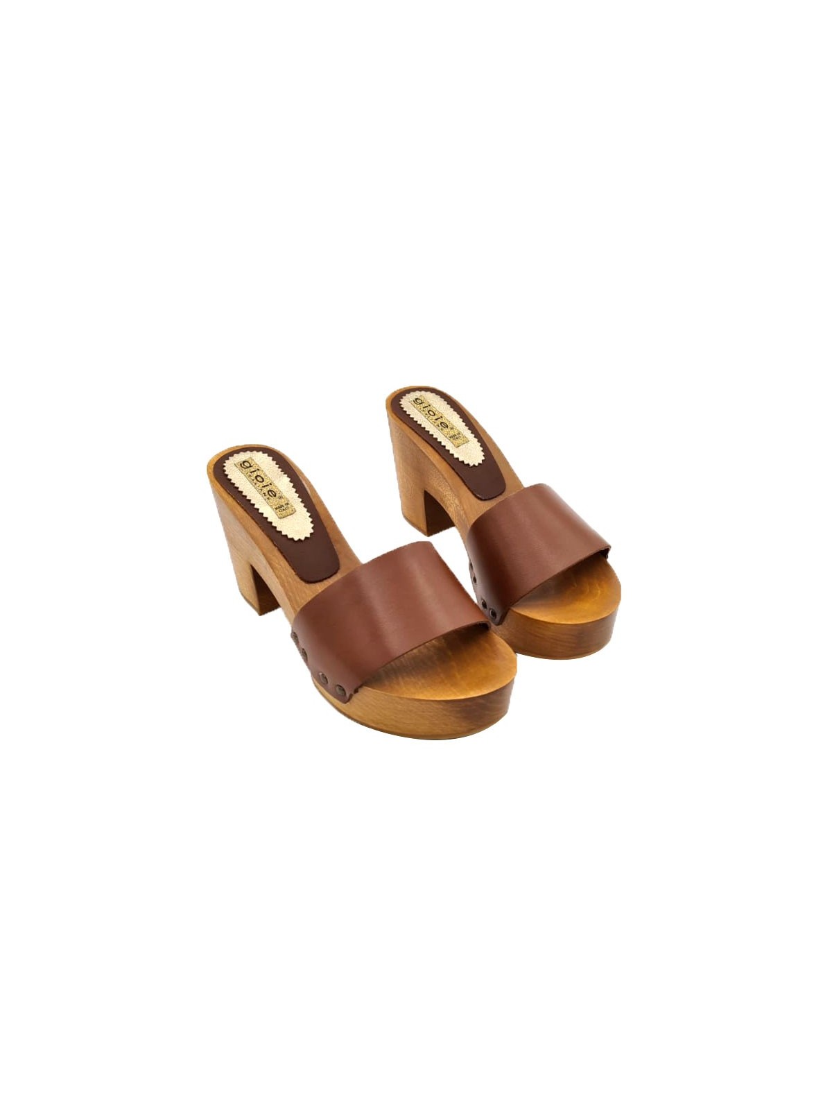 BROWN MULES WITH COMFORTABLE HEEL