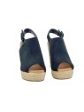 BLACK WEDGE SANDALS WITH STRAP AND HEEL 10