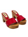 RED LEATHER CLOGS WITH 9 CM HEEL