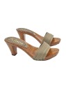 COLOR TAUPE CLOGS WITH HEEL 8 CM