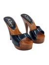 CLOGS IN BLACK PATENT WITH HEEL 13