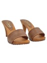 LEATHER-COLORED CLOGS WITH HEEL 9