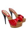 CLOGS IN RED PATENT WITH 14 CM HEEL