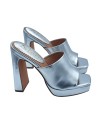 SILVER MULES WITH SQUARE HEEL 12.5 CM