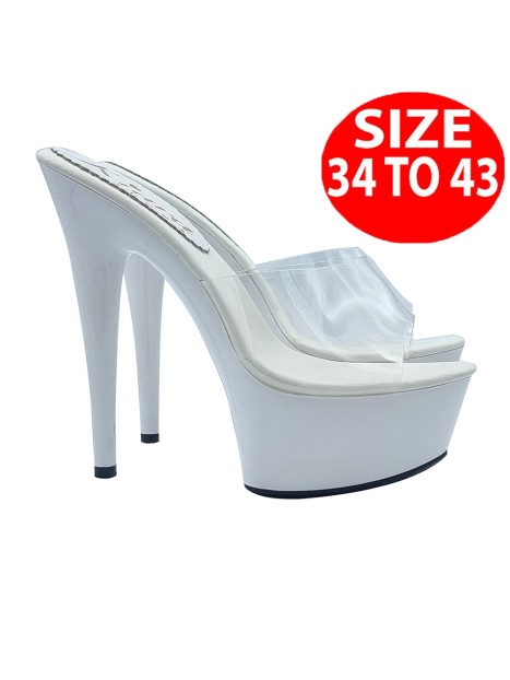 WHITE CLOGS TRANSPARENT BAND AND HEEL 15