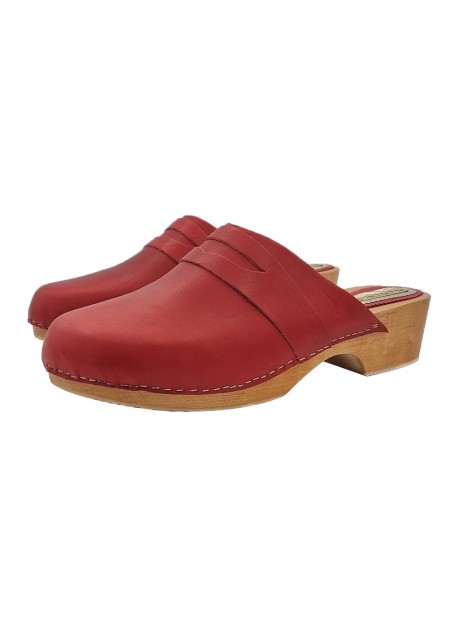 RED CLOGS WITH 5 CM HEEL