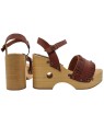 BROWN SANDALS WITH FRINGES AND 10.5 CM HEEL