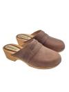 CLOGS IN BROWN LEATHER WITH HEEL 5