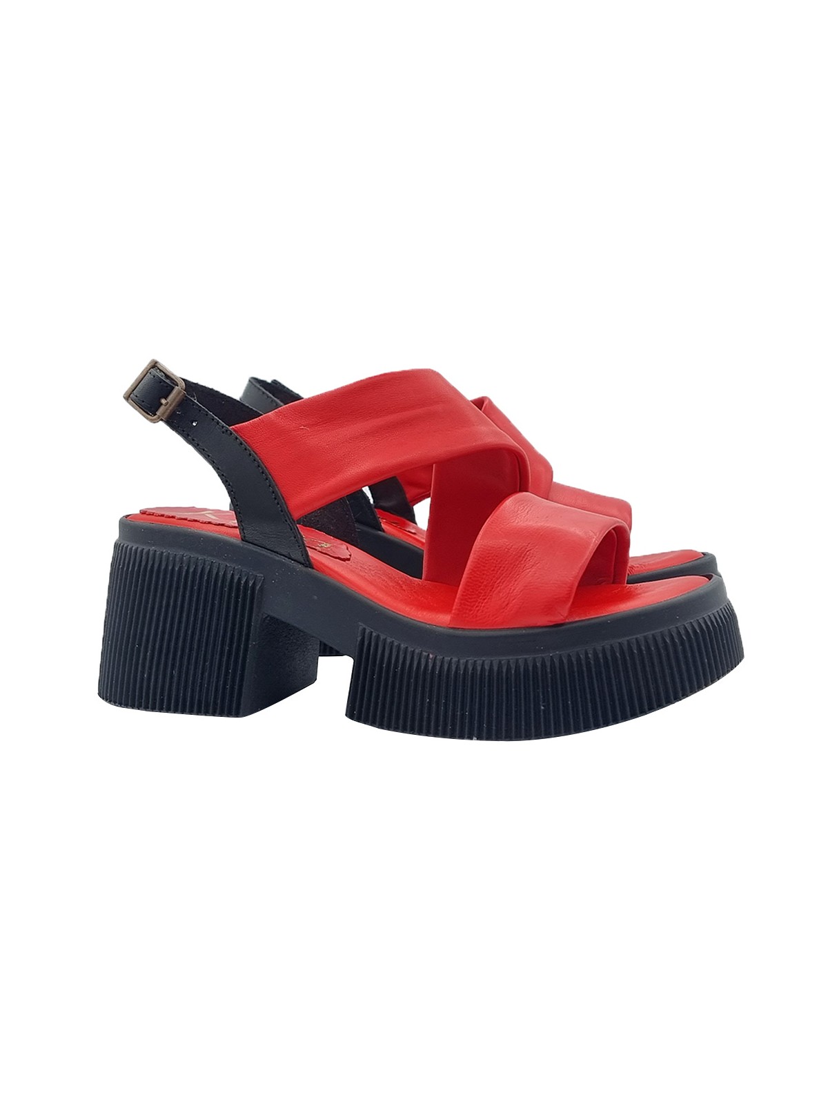 SANDALS WITH RED LEATHER BAND AND 7 CM HEEL