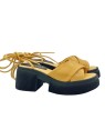 YELLOW LEATHER SANDALS WITH LACES