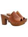 MULES IN BROWN LEATHER WITH 9 CM HEEL