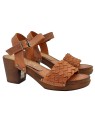 BROWN SANDALS WITH BRAIDED BAND AND 6,5 CM HEEL