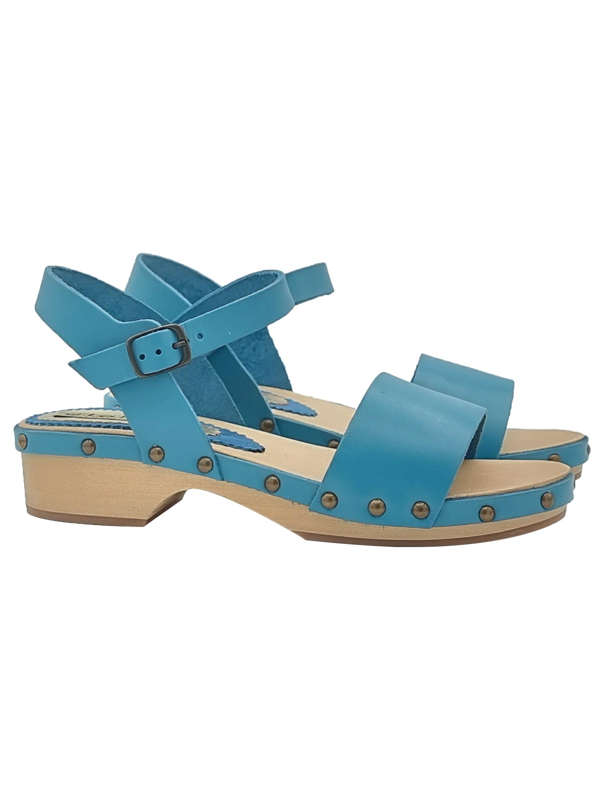 FLAT TURQUOISE SANDALS WITH STRAP