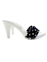 WHITE CLOGS WITH BLUE POIS WITH 9 CM HEEL