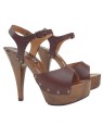 SANDALS IN BROWN LEATHER WITH 13 CM HEEL