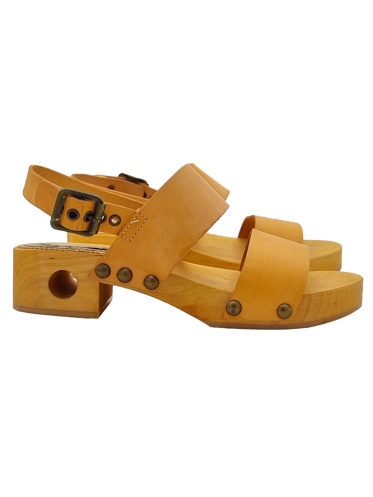 YELLOW LEATHER SANDALS WITH 3,5 HEEL
