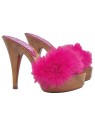 CLOGS WITH FUCHSIA SYNTHETIC FUR AND HEEL 13