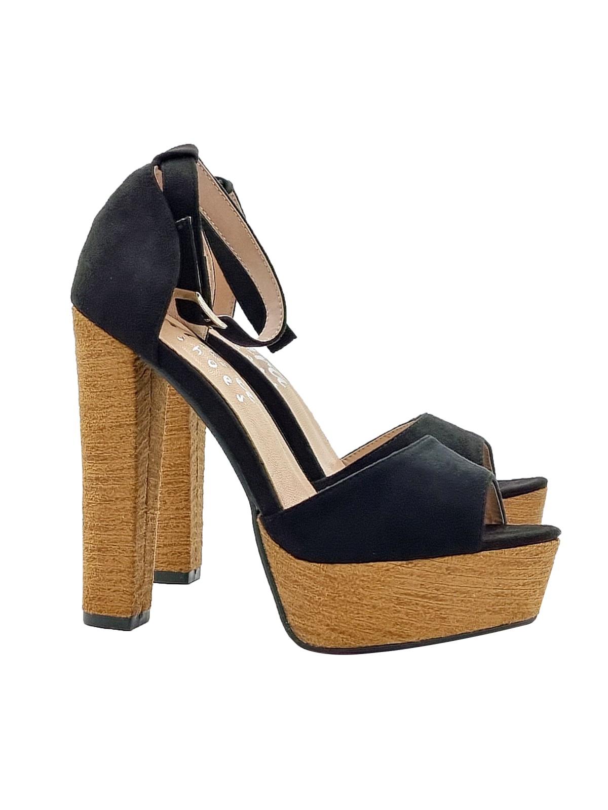 BLACK SANDALS IN SYNTHETIC SUEDE WITH HEEL 15