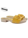YELLOW LEATHER CLOGS WITH 2,5 CM HEEL
