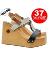 HIGH WEDGE WEDGES WITH TWO-TONE LEATHER BANDS
