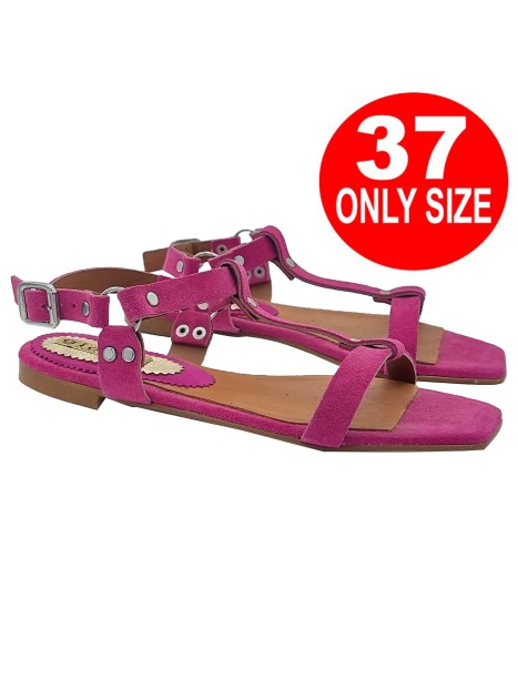 FLAT CLOGS IN FUCHSIA SUEDE WITH STRAP