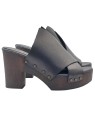 BLACK CLOGS WITH CROSSED BANDS AND 9 CM HEEL