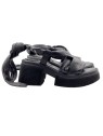 BLACK LEATHER CLOGS WITH LACES AND 7 CM HEEL