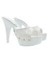 WHITE PATENT CLOGS WITH 13 CM HEEL