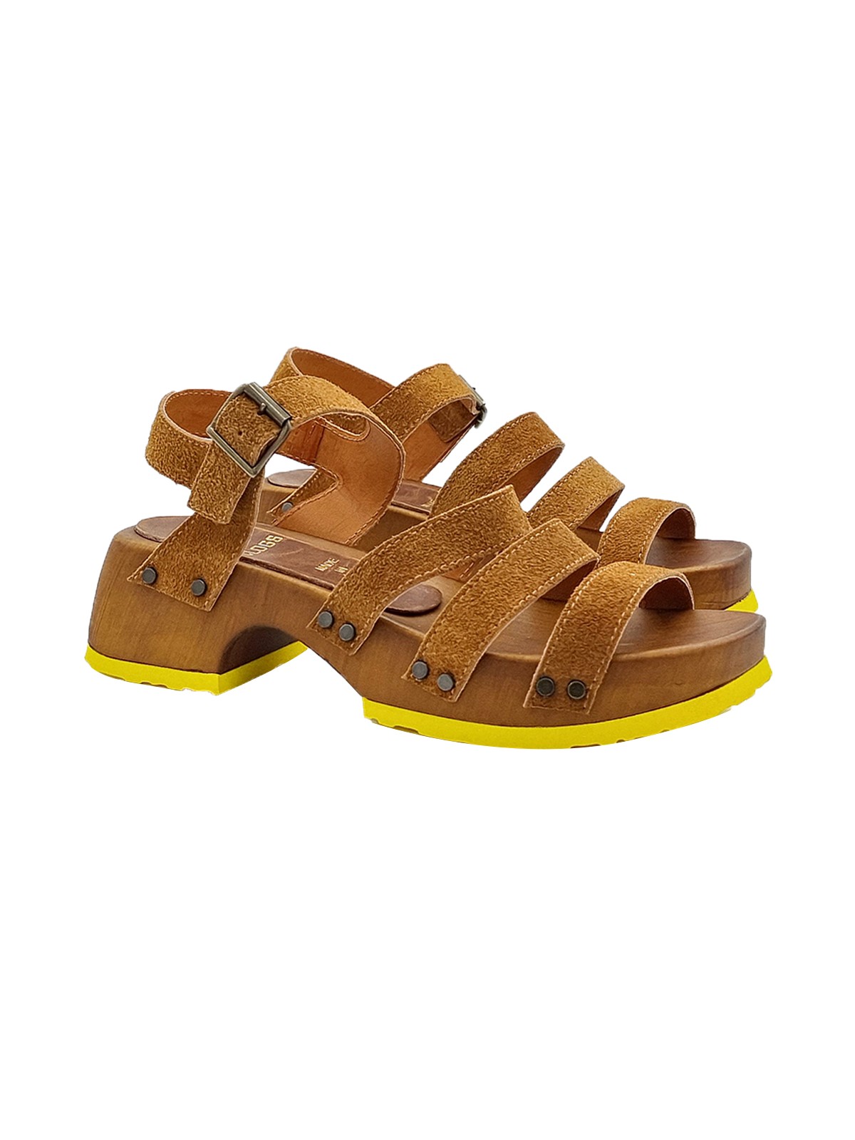 LEATHER SANDALS WITH SUEDE BANDS AND STRAP