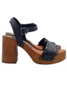 Black Clogs with Braided Band and Comfortable Heel