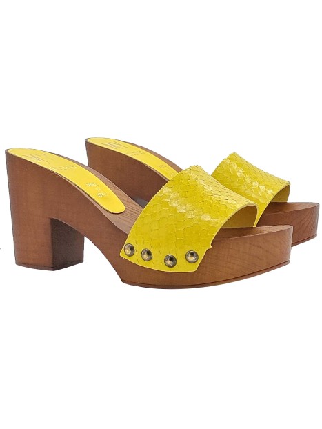 Clogs with Yellow Leather Band and Wide Heel - MY10 PIT GIALLO